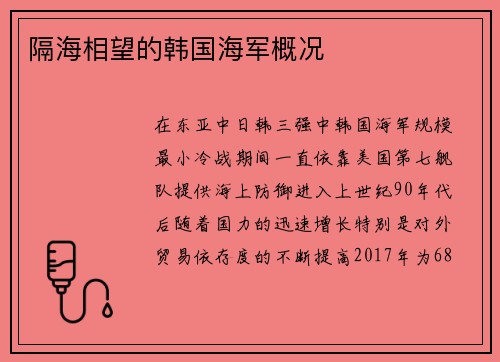 隔海相望的韩国海军概况